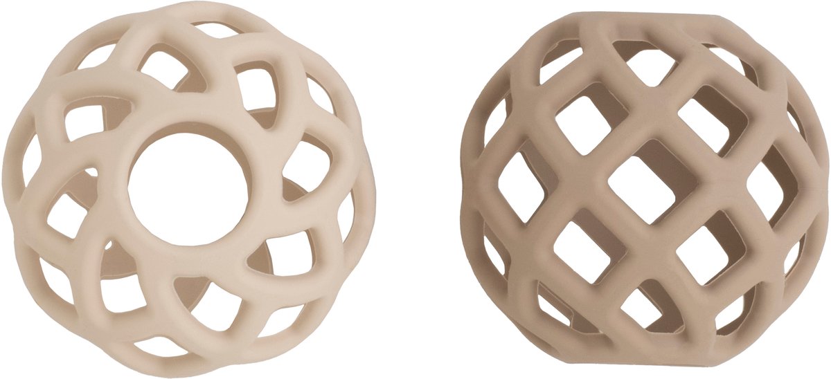 Babys Only Speelbal - Siliconen bal baby - Baby bal - Babyspeelgoed - Ontwikkeling fijne motoriek en oog-handcoördinatie - BPA-vrij - 2-pack - Clay/Warm Linen